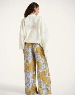 La DoubleJ Party Dressing<Palazzo PantsTangle Light Blue in Silk Twill