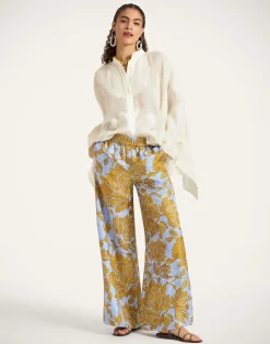 La DoubleJ Pantaloni E Shorts<Palazzo PantsTangle Light Blue in Silk Twill