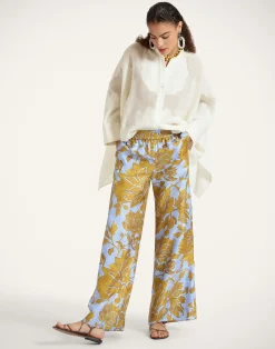La DoubleJ Pantaloni E Shorts<Palazzo PantsTangle Light Blue in Silk Twill