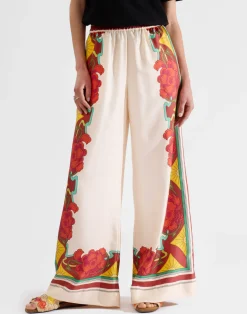 La DoubleJ Pantaloni E Shorts<Palazzo PantsTaormina Plac&eacute;e Ivory in Twill Silk
