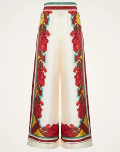 La DoubleJ Pantaloni E Shorts<Palazzo PantsTaormina Plac&eacute;e Ivory in Twill Silk