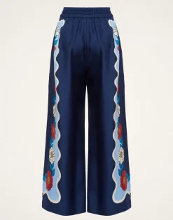 La DoubleJ Pantaloni E Shorts<Palazzo PantsWhitsun Plac&eacute;e Blue in Silk Twill