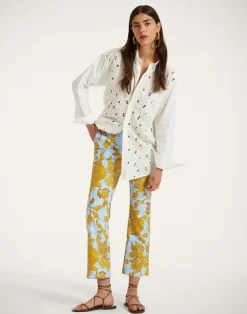 La DoubleJ Pantaloni E Shorts<24/7 PantsTangle Light Blue in Shot Cotton