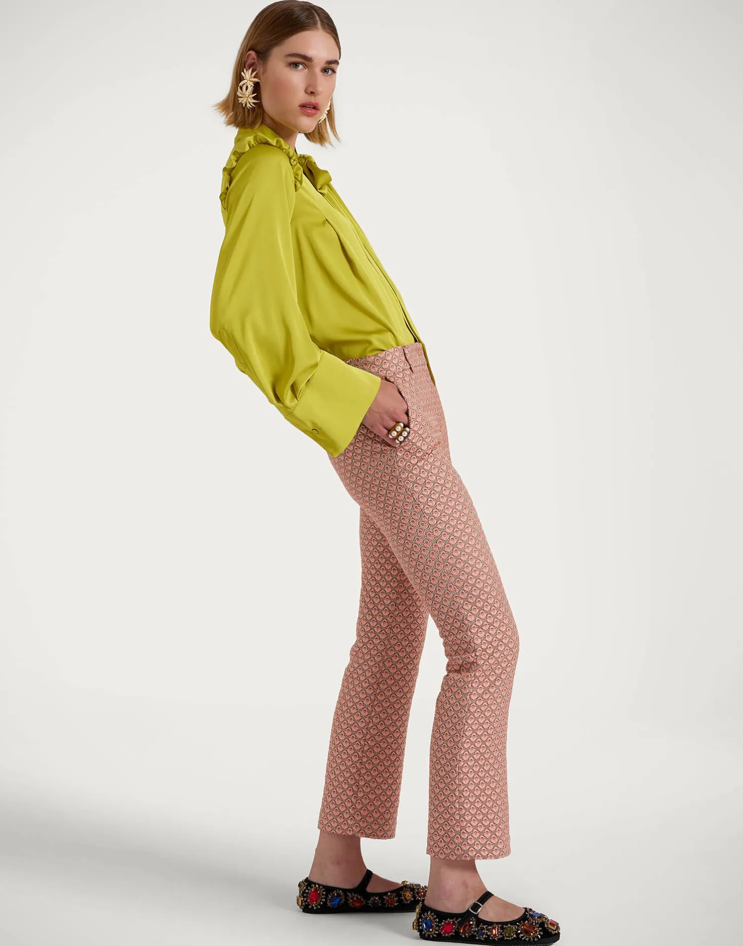La DoubleJ Pantaloni E Shorts<24/7 PantsTulip Pale Pink in Jacquard