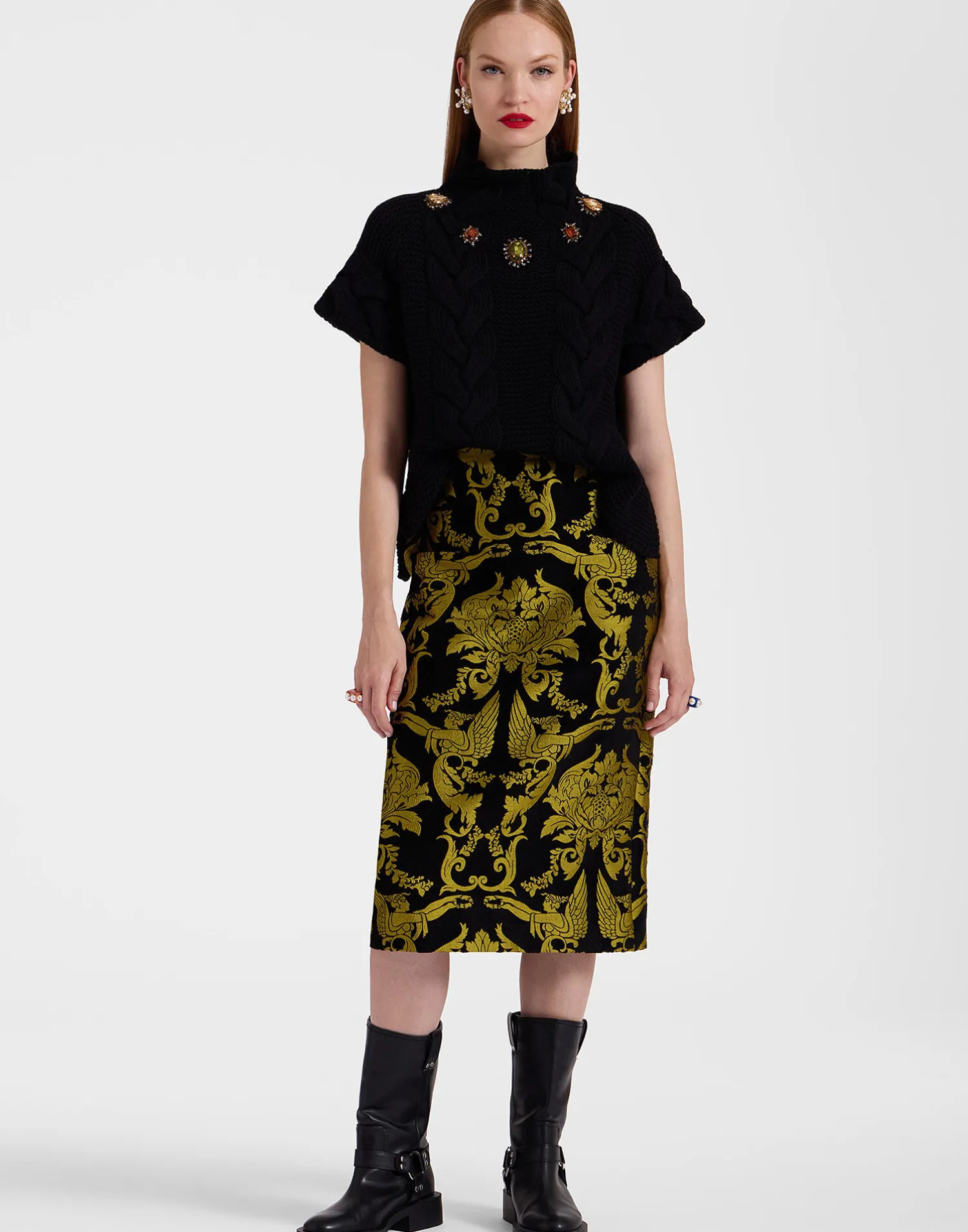 La DoubleJ Gonne<Pencil SkirtCherubs Black in Jacquard