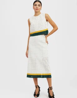 La DoubleJ Gonne<Pencil SkirtClover White in Embroidered Cotton