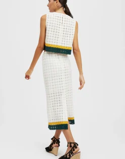 La DoubleJ Gonne<Pencil SkirtClover White in Embroidered Cotton