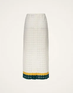 La DoubleJ Gonne<Pencil SkirtClover White in Embroidered Cotton