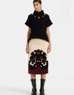 La DoubleJ Party Dressing<Pencil SkirtCorsini Plac&eacute;e Cream in Cotton Velvet