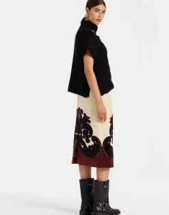 La DoubleJ Gonne<Pencil SkirtCorsini Placée Cream in Cotton Velvet