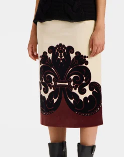 La DoubleJ Gonne<Pencil SkirtCorsini Placée Cream in Cotton Velvet