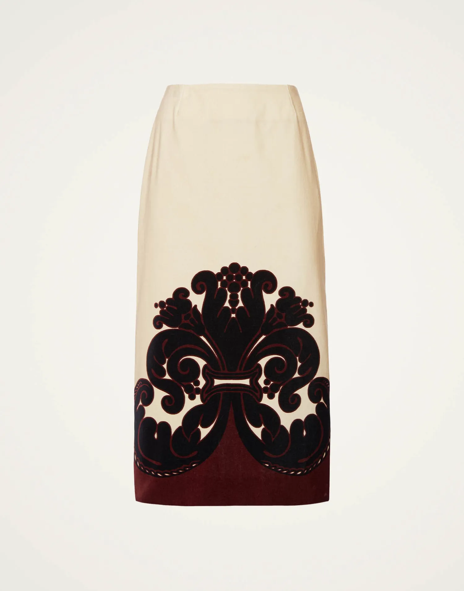 La DoubleJ Gonne<Pencil SkirtCorsini Placée Cream in Cotton Velvet