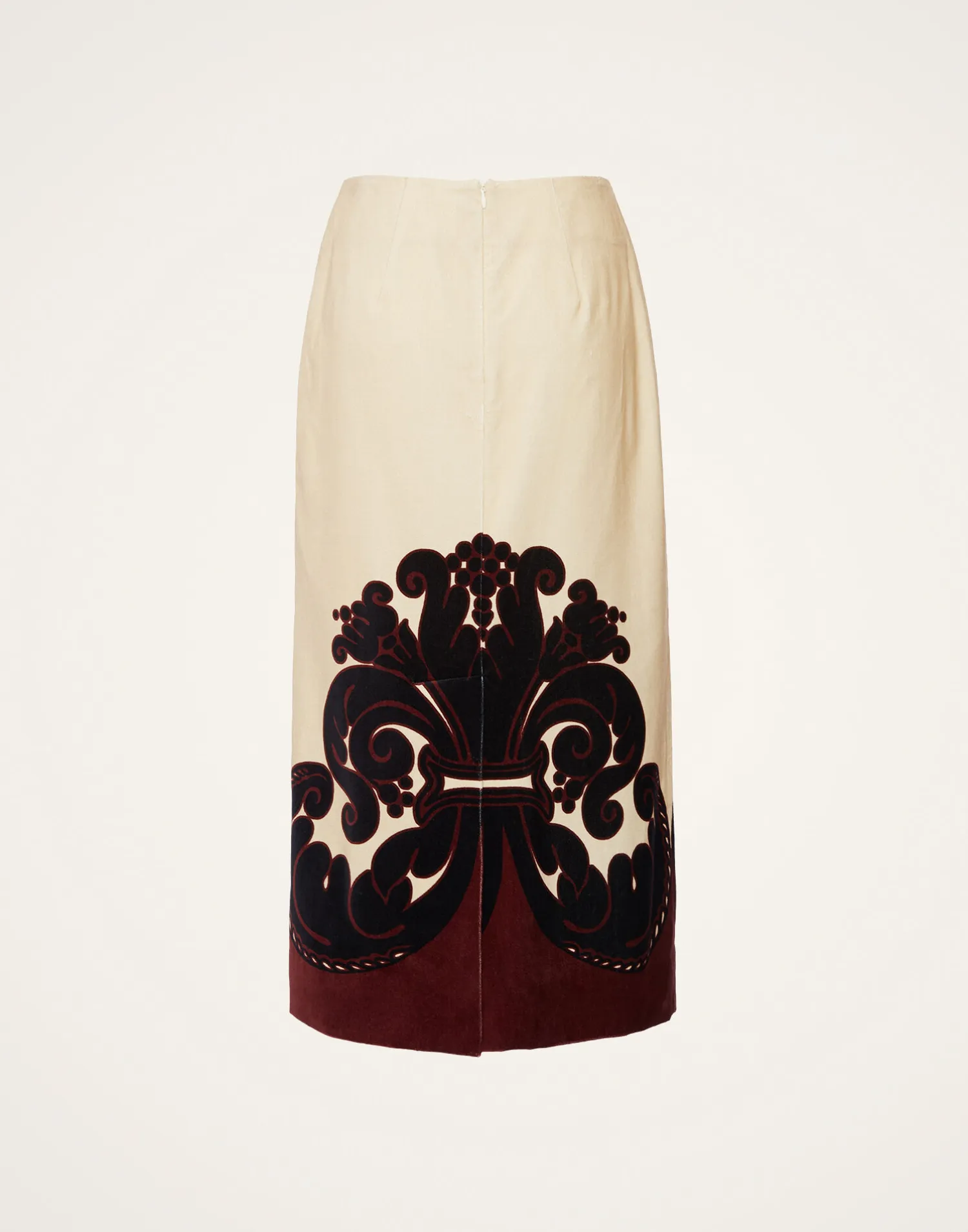 La DoubleJ Gonne<Pencil SkirtCorsini Placée Cream in Cotton Velvet