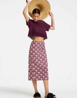 La DoubleJ Gonne<Pencil SkirtFans Purple in Shot Cotton