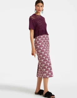 La DoubleJ Gonne<Pencil SkirtFans Purple in Shot Cotton