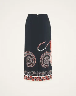 La DoubleJ Gonne<Pencil SkirtGattopardo Plac&eacute;e Black in Envers Satin