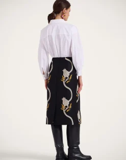 La DoubleJ Gonne<Pencil SkirtMelograno Black & White in Cady Wool