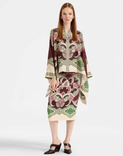 La DoubleJ Gonne<Pencil SkirtPortal Plac&eacute;e Brown in Envers Satin
