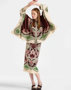 La DoubleJ Gonne<Pencil SkirtPortal Plac&eacute;e Brown in Envers Satin