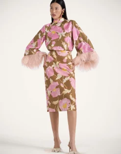 La DoubleJ Party Dressing<Pencil SkirtSylph Khaki in Cady Wool