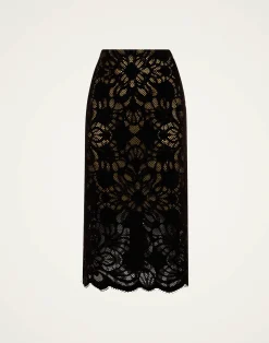 La DoubleJ Gonne<Pencil SkirtVaudeville Brown in Cotton Lace