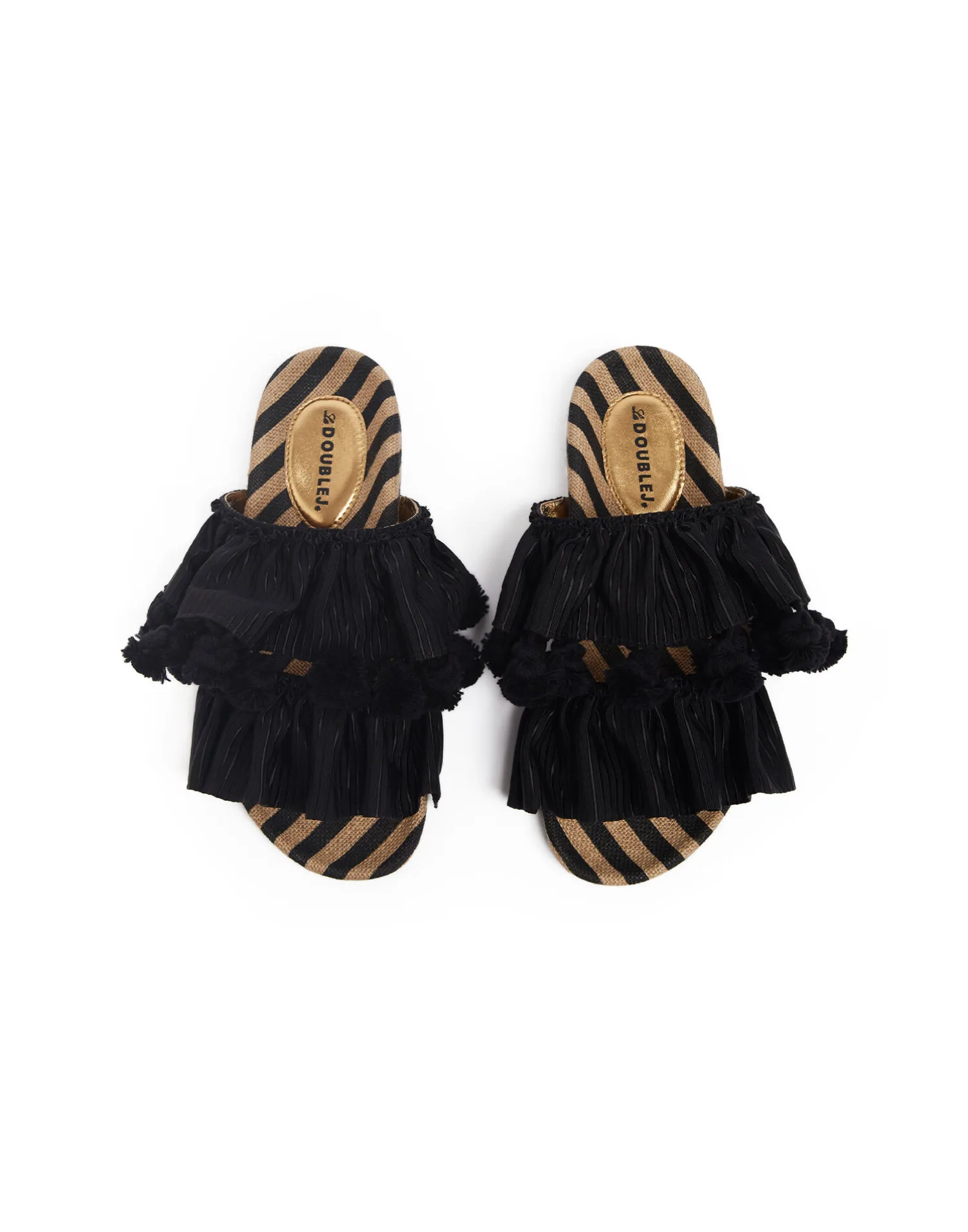 La DoubleJ Scarpe|Accessories<Pimento SlideSolid Black in Viscose & Jute