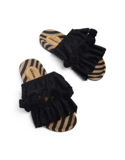 La DoubleJ Scarpe|Accessories<Pimento SlideSolid Black in Viscose & Jute