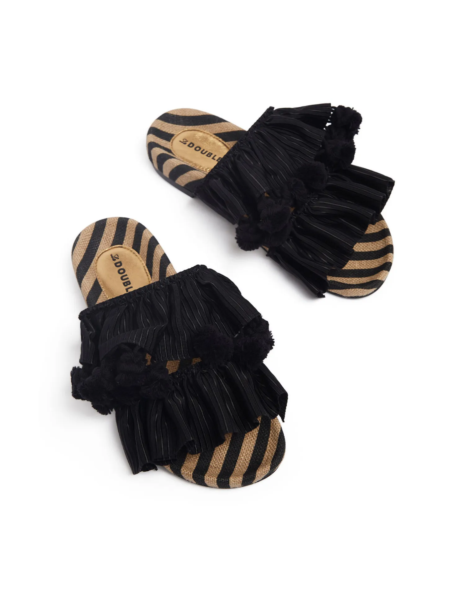 La DoubleJ Scarpe|Accessories<Pimento SlideSolid Black in Viscose & Jute