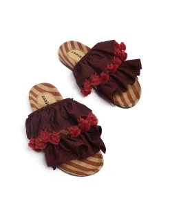 La DoubleJ Scarpe|Accessories<Pimento SlideSolid Bordeaux in Viscose & Jute