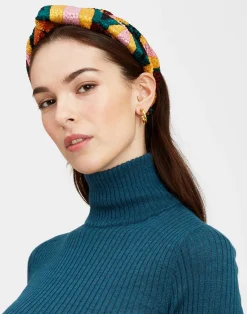 La DoubleJ Accessori Per Capelli|Accessories<Pinup HeadbandArcturus Blue Petrol in Velvet Devor&eacute;