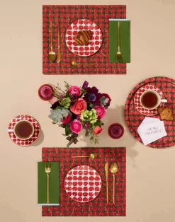 La DoubleJ Runner E Tovagliette|Tessili<Placemat Set Of 2Cherries Verde in Linen