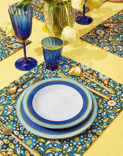 La DoubleJ Runner E Tovagliette|Tessili<Placemat Set Of 2Confetti Blu in Linen