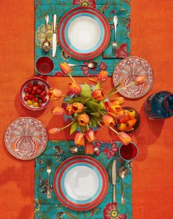 La DoubleJ Runner E Tovagliette|Tessili<Placemat Set Of 2Dragon Flower Turchese in Linen