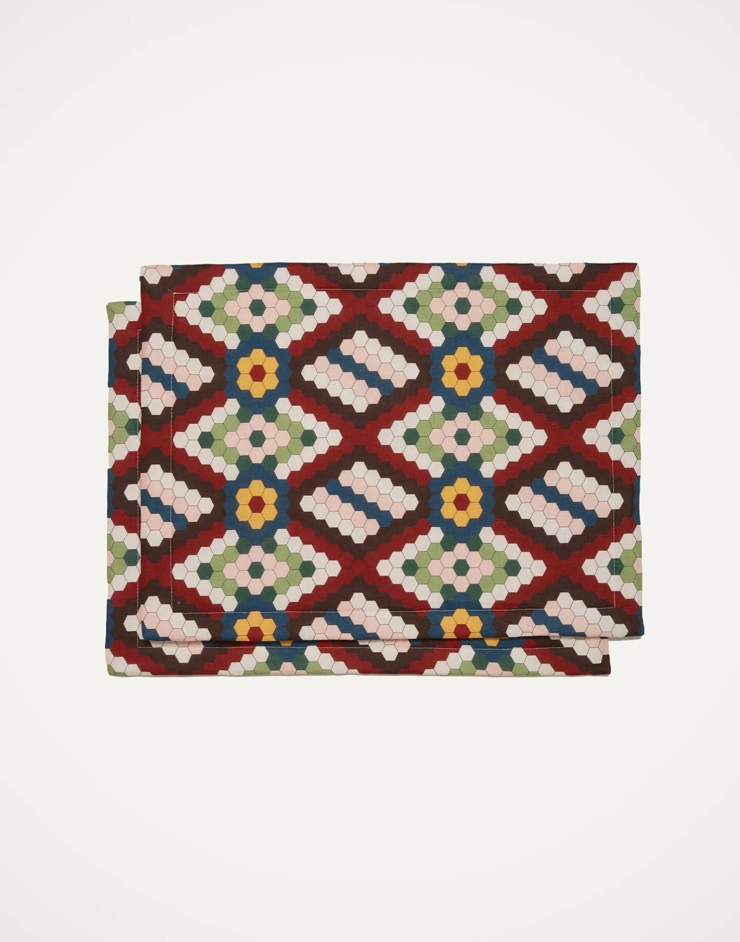 La DoubleJ Runner E Tovagliette|Tessili<Placemat Set Of 2Honeycomb Tiles in Linen