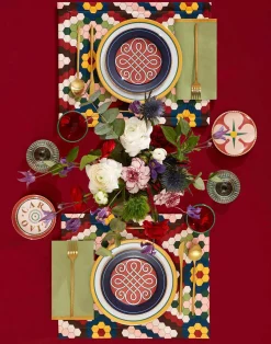 La DoubleJ Runner E Tovagliette|Tessili<Placemat Set Of 2Honeycomb Tiles in Linen