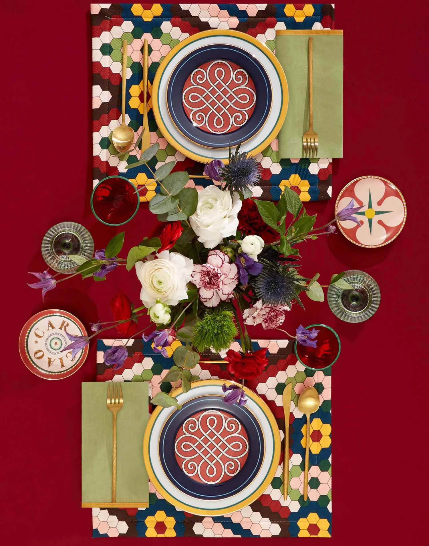 La DoubleJ Runner E Tovagliette|Tessili<Placemat Set Of 2Honeycomb Tiles in Linen