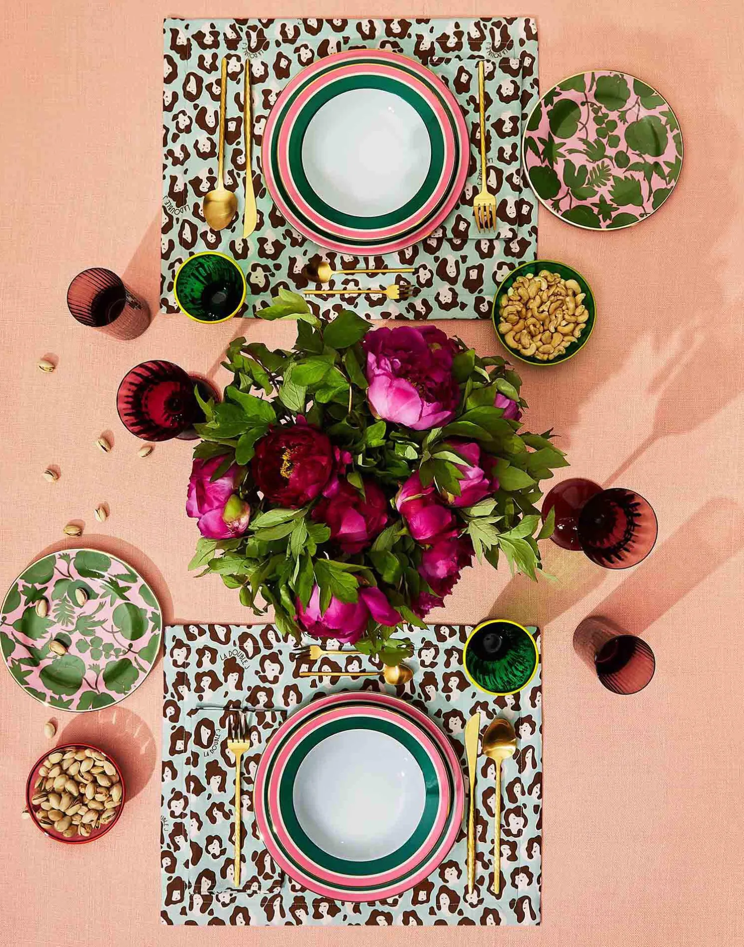 La DoubleJ Runner E Tovagliette|Tessili<Placemat Set Of 2Lady Leopard Acqua in Linen