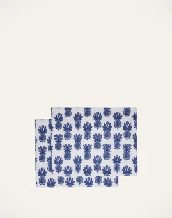 La DoubleJ Runner E Tovagliette|Tessili<Placemat Set Of 2Pineapple Blu in Linen