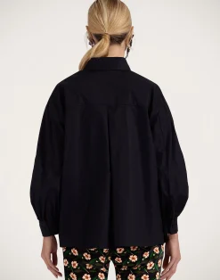 La DoubleJ Camicie E Top<Poet ShirtSolid Black in Cotton Poplin