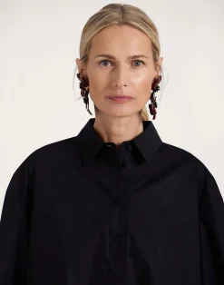 La DoubleJ Camicie E Top<Poet ShirtSolid Black in Cotton Poplin