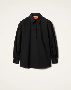 La DoubleJ Camicie E Top<Poet ShirtSolid Black in Cotton Poplin