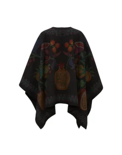 La DoubleJ Capispalla<PonchoGrenadilla Plac&eacute;e Black in Baize Wool