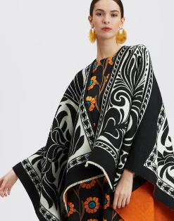 La DoubleJ Capispalla<PonchoMix Tiles Black in Wool
