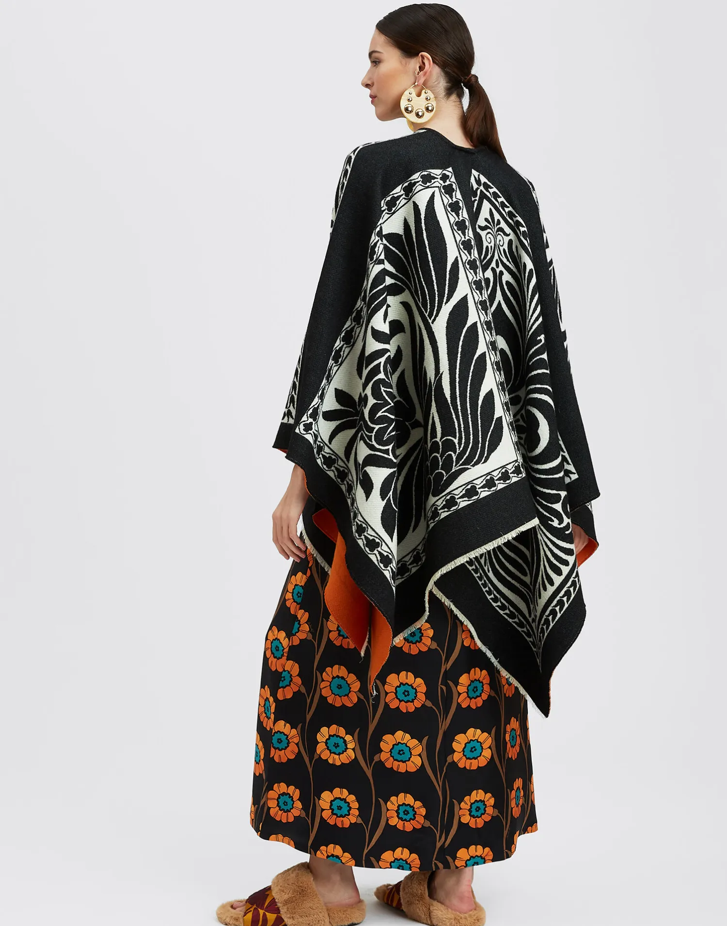 La DoubleJ Capispalla<PonchoMix Tiles Black in Wool