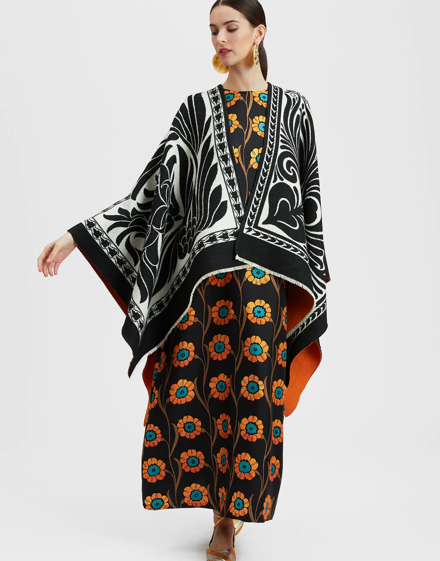 La DoubleJ Capispalla<PonchoMix Tiles Black in Wool