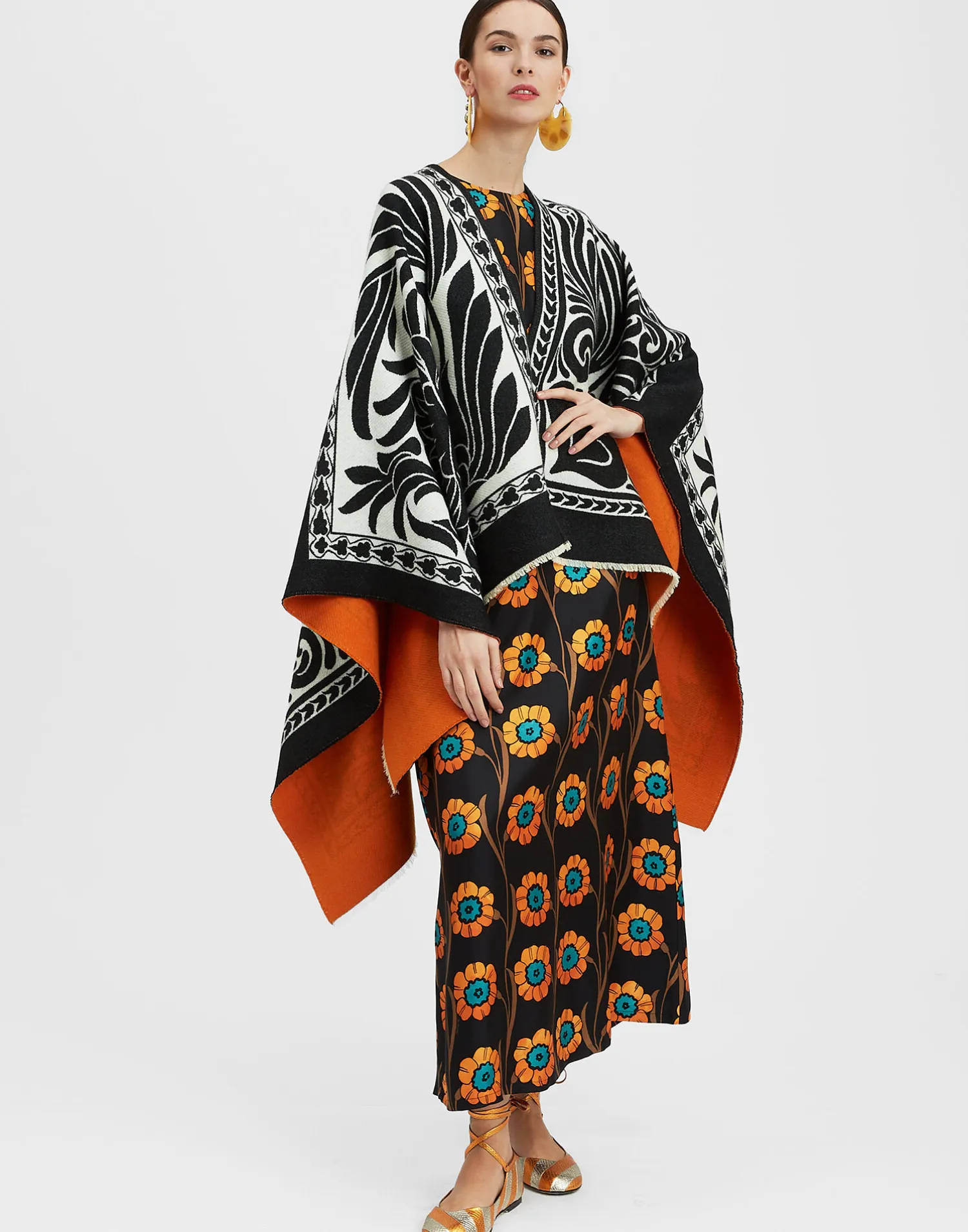 La DoubleJ Capispalla<PonchoMix Tiles Black in Wool