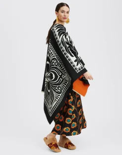 La DoubleJ Capispalla<PonchoMix Tiles Black in Wool