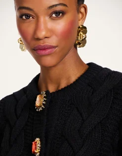 La DoubleJ Party Dressing<Portrait CardiganSolid Black in Chunky Wool