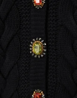 La DoubleJ Party Dressing<Portrait CardiganSolid Black in Chunky Wool