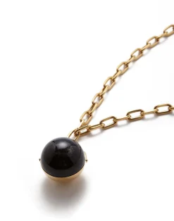 La DoubleJ Bijoux|Accessories<Power Pendant NecklaceBlack Obsidian in Brass